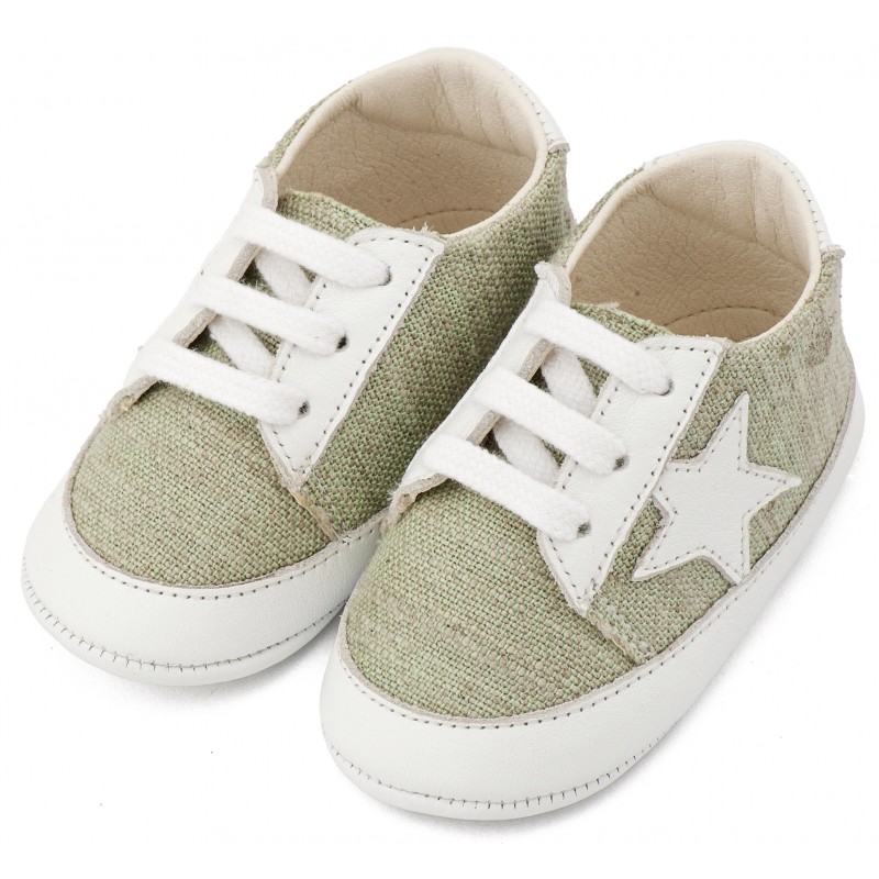 Παπούτσι Βαπτιστικό Αγκαλιάς Babywalker MI1135 Λευκό-Φυστικί