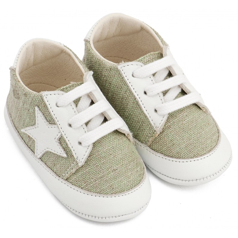 Παπούτσι Βαπτιστικό Αγκαλιάς Babywalker MI1135 Λευκό-Φυστικί