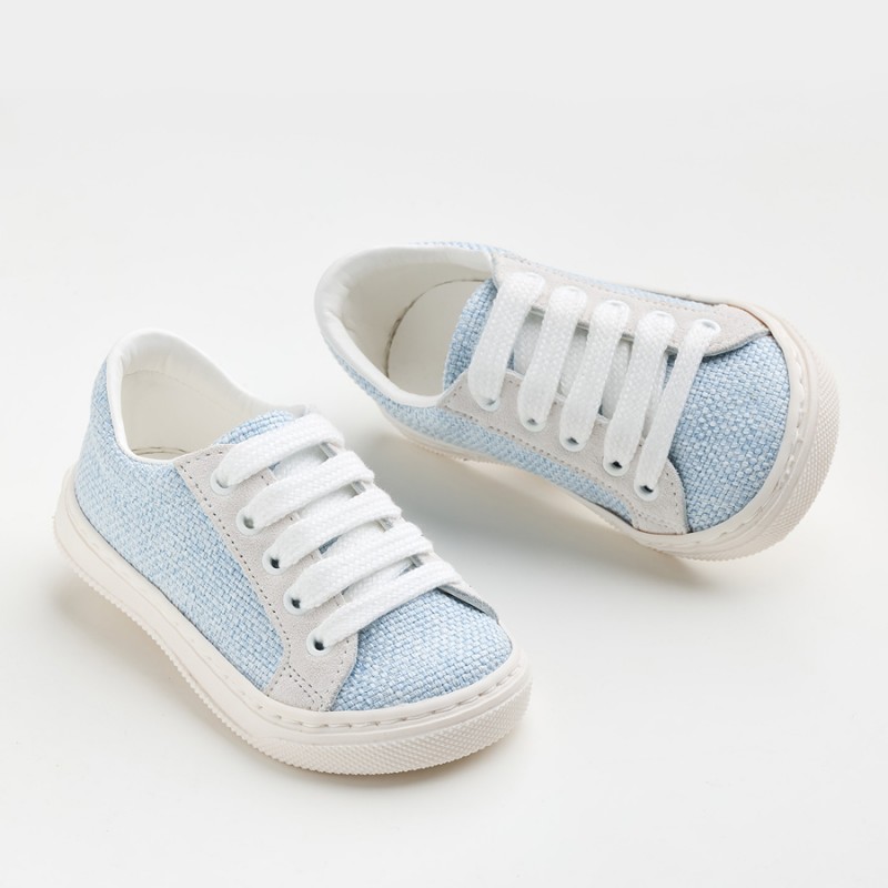 Παπούτσι Βαπτιστικό Everkid A627P-Λευκό/Γαλάζιο