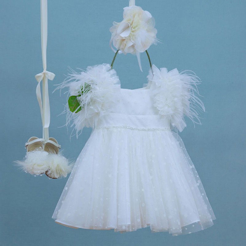 Βαπτιστικό Φόρεμα Bambolino Poliniki 9332 Εκρού