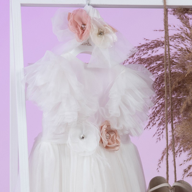 Βαπτιστικό Φόρεμα Bambolino Nina 9828 Εκρού