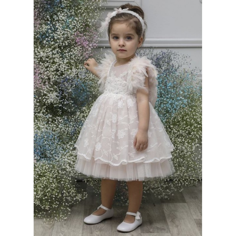 Βαπτιστικό Φόρεμα Mi Chiamo Πούδρα Κ4567Φ-Π