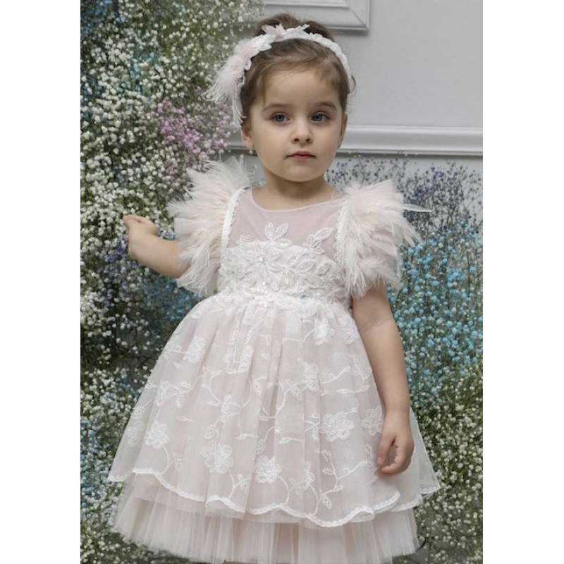 Βαπτιστικό Φόρεμα Mi Chiamo Πούδρα Κ4567Φ-Π