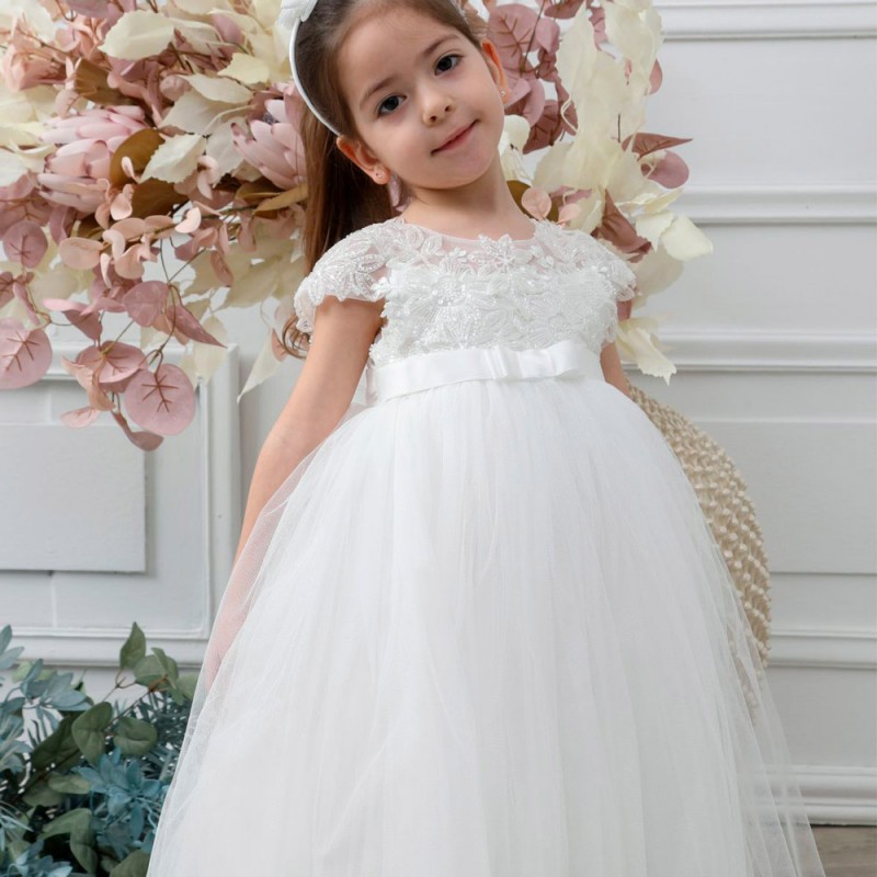 Βαπτιστικό Φόρεμα Mi Chiamo Λευκό Κ4578Φ