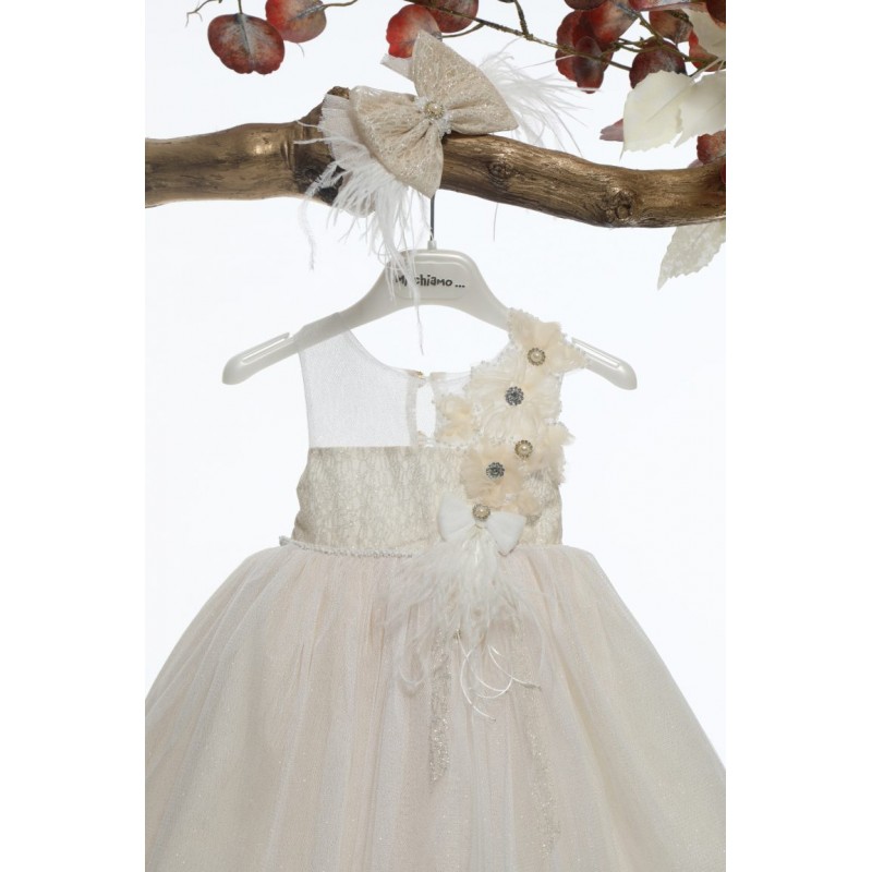 Βαπτιστικό Φόρεμα Mi Chiamo Χρυσό Κ4595Φ