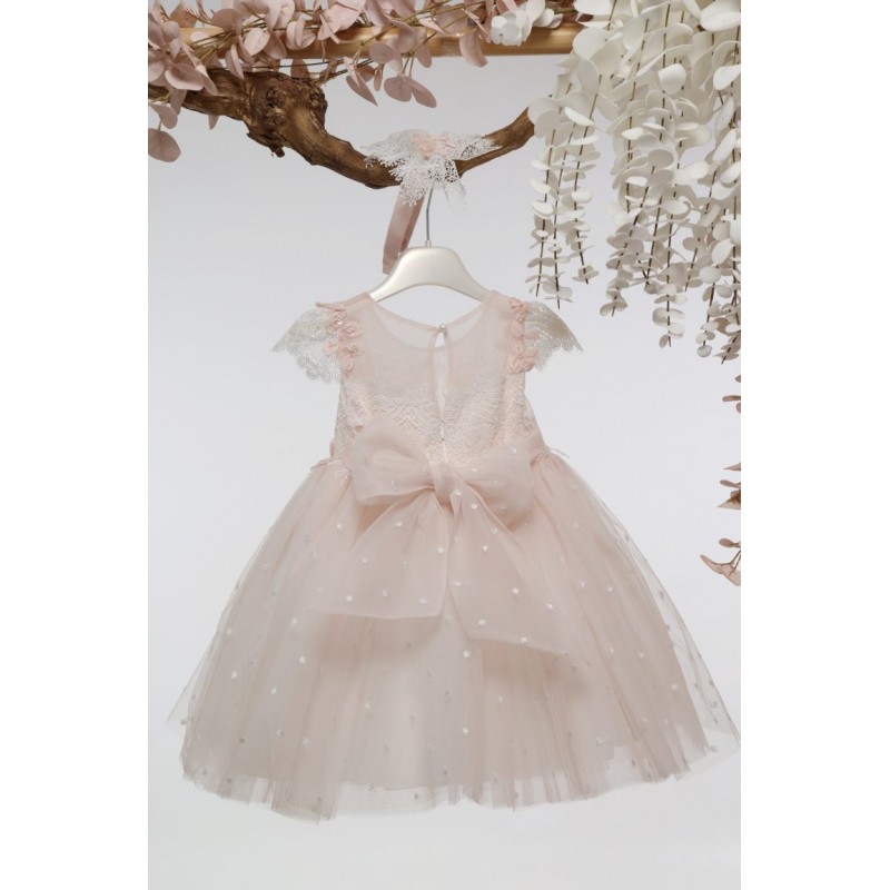 Βαπτιστικό Φόρεμα Mi Chiamo Πούδρα Κ4705Φ-Π