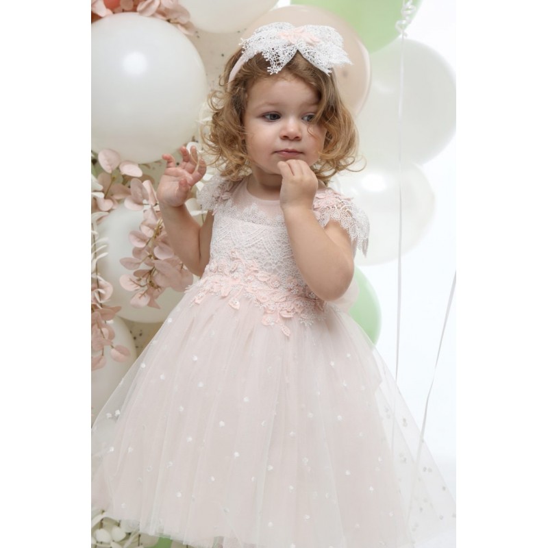 Βαπτιστικό Φόρεμα Mi Chiamo Πούδρα Κ4705Φ-Π