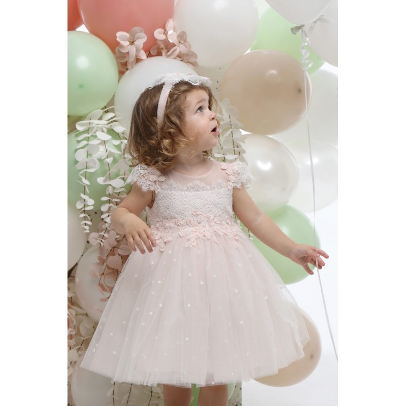 Βαπτιστικό Φόρεμα Mi Chiamo Πούδρα Κ4705Φ-Π