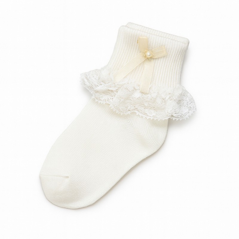 Καλτσάκι Off White - Λουλουδάκι 184