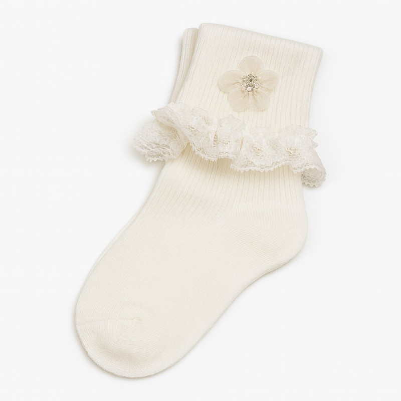Καλτσάκι Off White - Λουλουδάκι 76