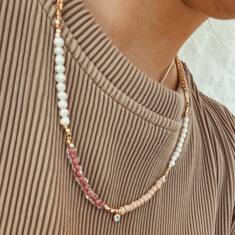 Χειροποίητο Κολιέ Miyuki Beige Celfie & Co (1τμχ.)