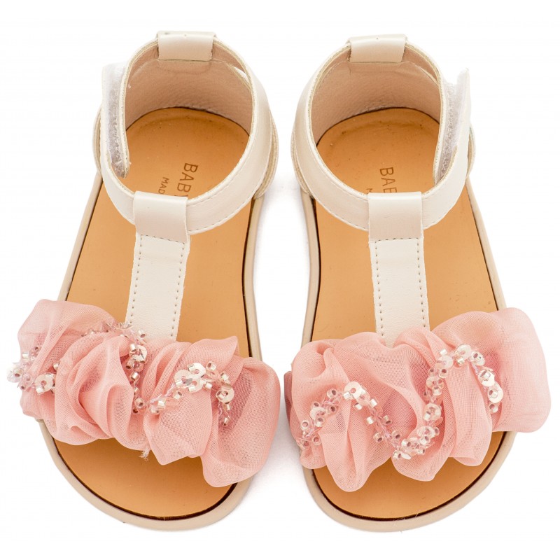 Παπούτσι Βαπτιστικό Babywalker BS3601 Εκρού-Ροζ