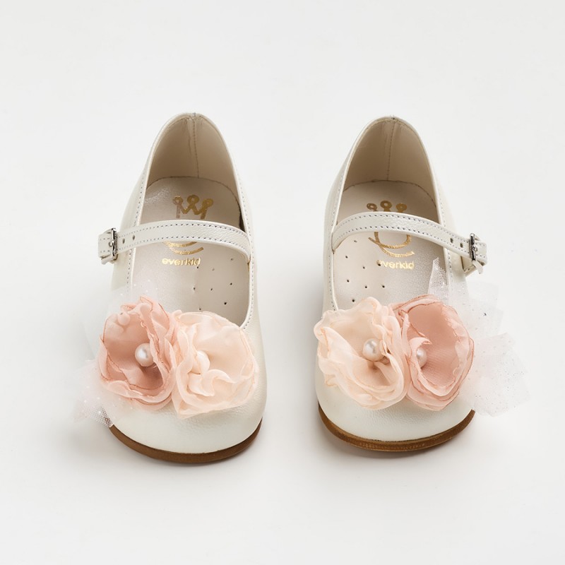 Παπούτσι Βαπτιστικό Everkid K6117E-Εκρού/Σομόν/Σάπιο Μήλο