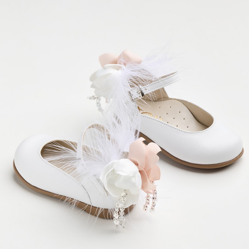 Παπούτσι Βαπτιστικό Everkid K6120A-Λευκό/Ροζ/Off White