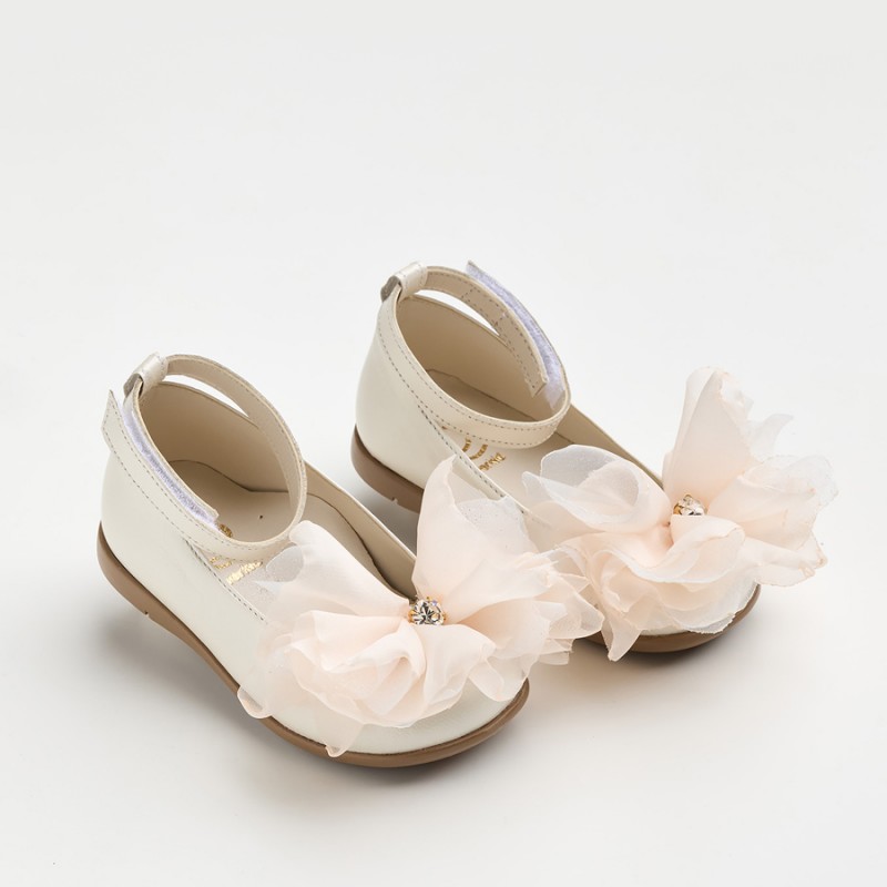 Παπούτσι Βαπτιστικό Everkid K6125E-Εκρού/Σομόν