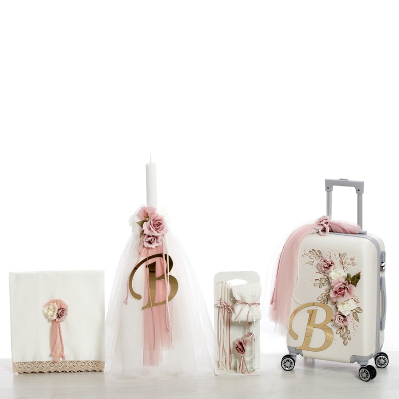 Σετ Βάπτισης - Λουλούδια - Μονόγραμμα 2403