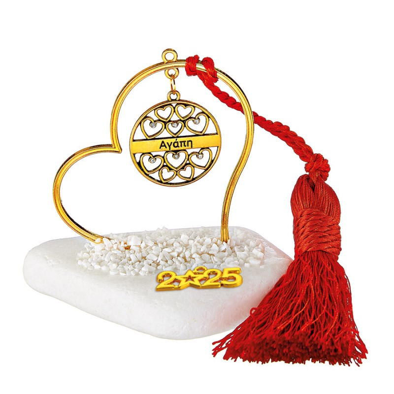 Χριστουγεννιάτικο Επιτραπέζιο Γούρι Σε Βότσαλο (10x10εκ.) ΕΓ22117