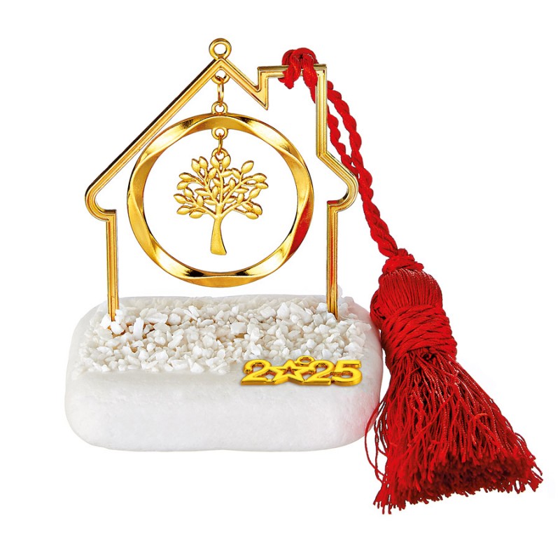 Χριστουγεννιάτικο Επιτραπέζιο Γούρι Σε Βότσαλο (10x10εκ.) ΕΓ22124