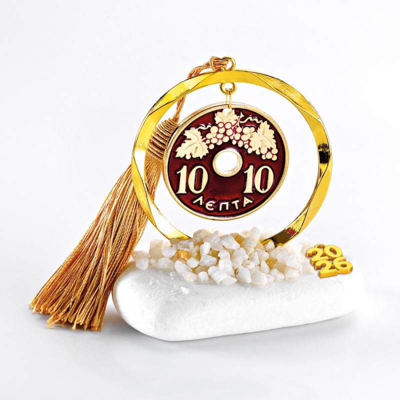 Χριστουγεννιάτικο Επιτραπέζιο Γούρι Σε Βότσαλο (10x10εκ.) ΕΓ21081