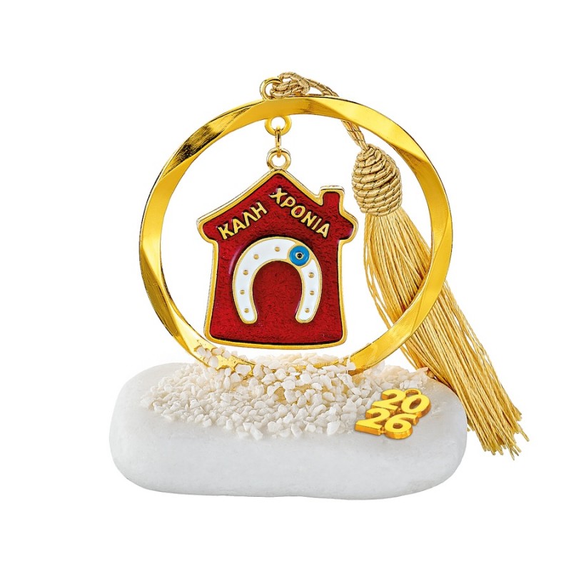 Χριστουγεννιάτικο Επιτραπέζιο Γούρι Σε Βότσαλο (10x10εκ.) ΕΓ23112