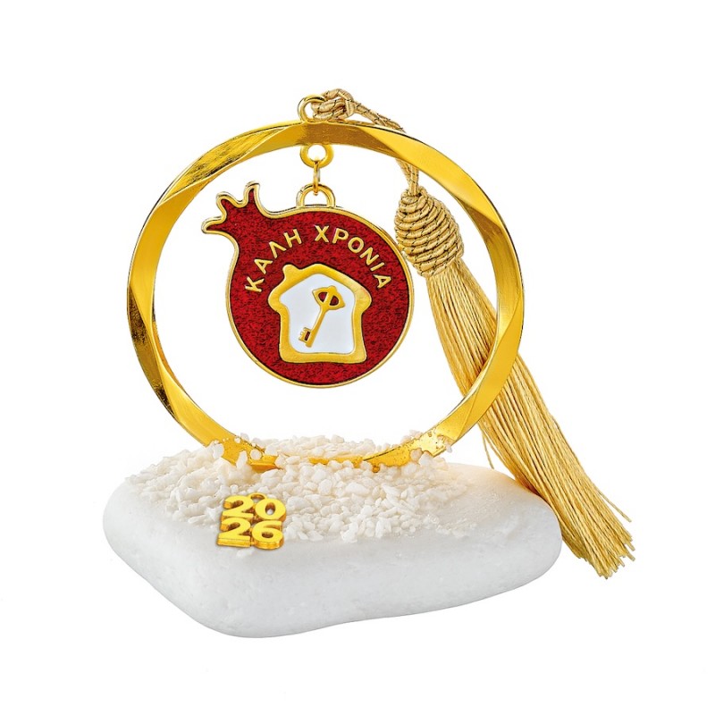 Χριστουγεννιάτικο Επιτραπέζιο Γούρι Σε Βότσαλο (10x10εκ.) ΕΓ23119