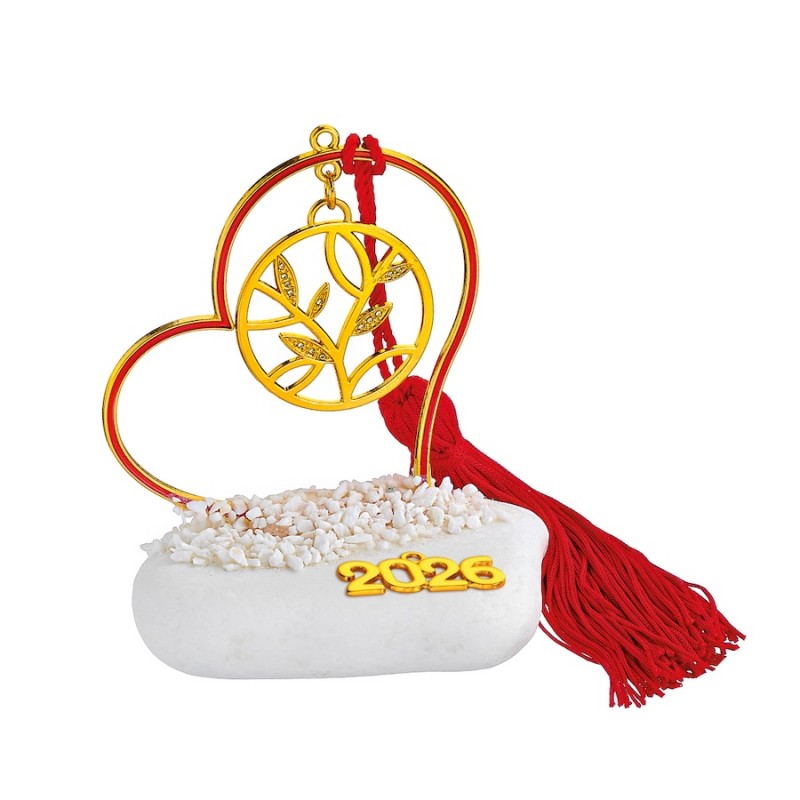 Χριστουγεννιάτικο Επιτραπέζιο Γούρι Σε Βότσαλο (10x10εκ.) ΕΓ24242