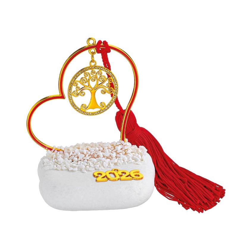 Χριστουγεννιάτικο Επιτραπέζιο Γούρι Σε Βότσαλο (10x10εκ.) ΕΓ24243