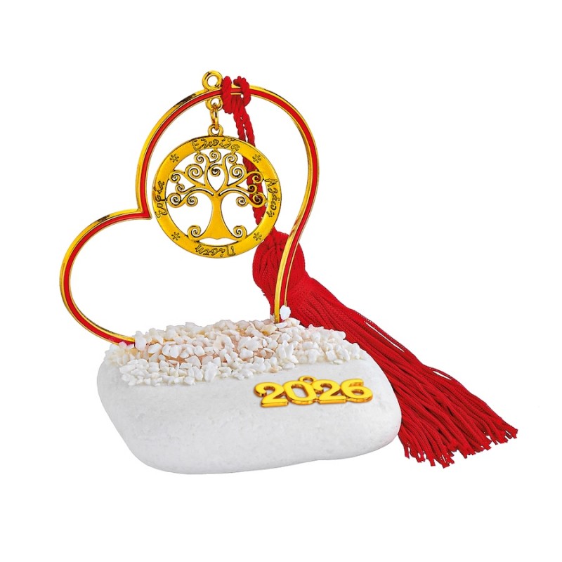 Χριστουγεννιάτικο Επιτραπέζιο Γούρι Σε Βότσαλο (10x10εκ.) ΕΓ24244