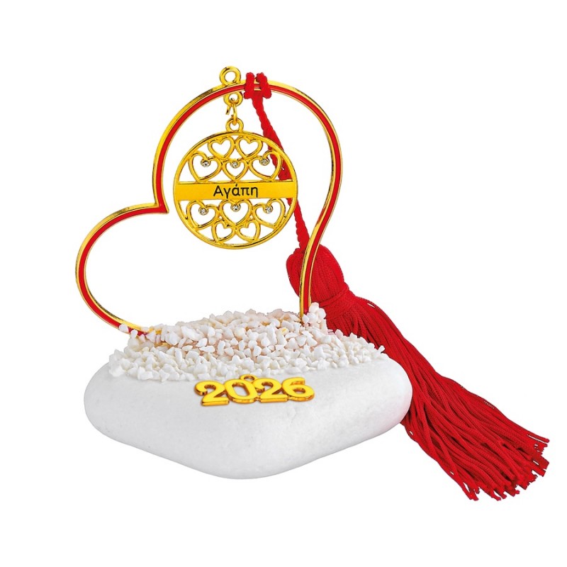 Χριστουγεννιάτικο Επιτραπέζιο Γούρι Σε Βότσαλο (10x10εκ.) ΕΓ24245