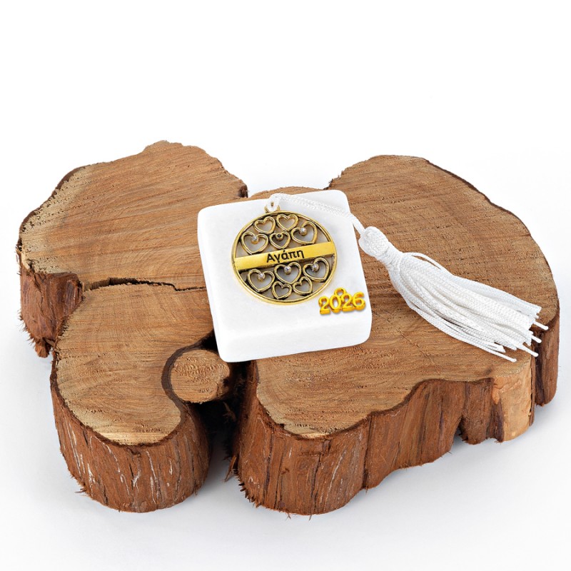 Χριστουγεννιάτικο Επιτραπέζιο Γούρι Σε Μάρμαρο (5x5x2εκ.) ΕΓ815