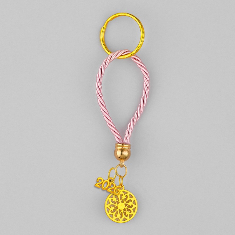 Χριστουγεννιάτικο Κρεμαστό Χρυσό-Ροζ Γούρι ΕΓ24107