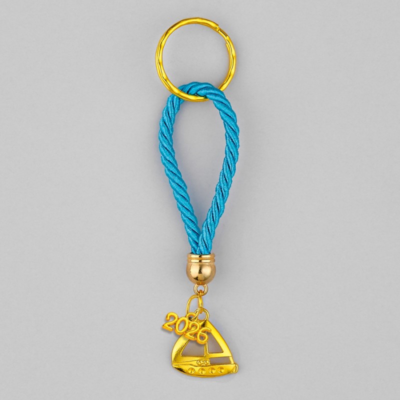 Χριστουγεννιάτικο Κρεμαστό Χρυσό-Γαλάζιο Γούρι ΕΓ24114