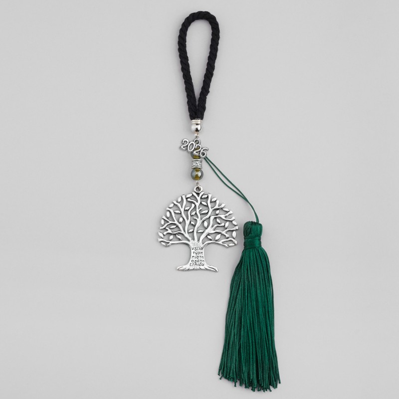 Χριστουγεννιάτικο Κρεμαστό Μάυρο-Ασημί-Πράσινο Γούρι ΕΓ25133