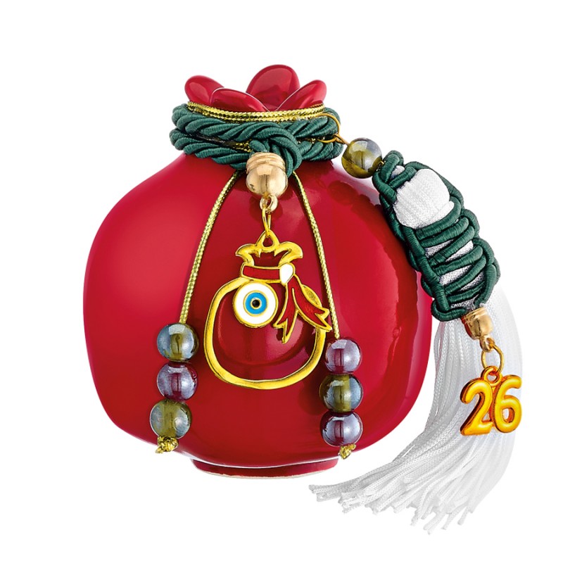 Χριστουγεννιάτικο Επιτραπέζιο Γούρι Κεραμικό Ρόδι ΕΓ25145