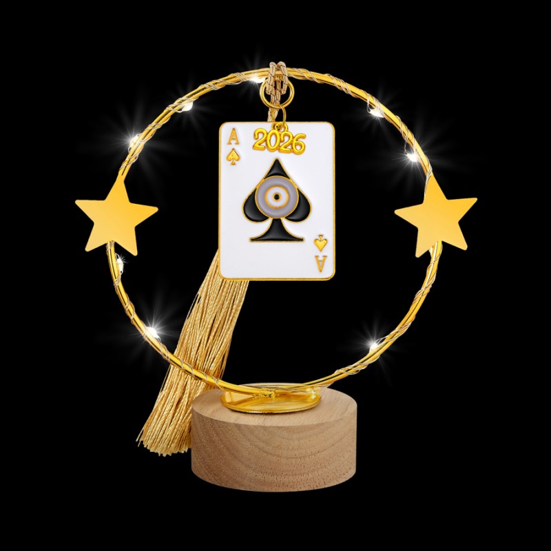 Χριστουγεννιάτικο Επιτραπέζιο Γούρι Σε Ξύλινη Βάση Με Φως ΕΓ25187