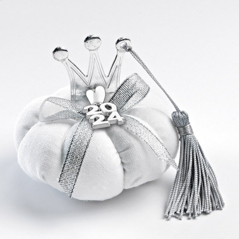 Χριστουγεννιάτικο Υφασμάτινο Λευκό Γούρι Κολοκύθα (10εκ.) ΕΓ21211