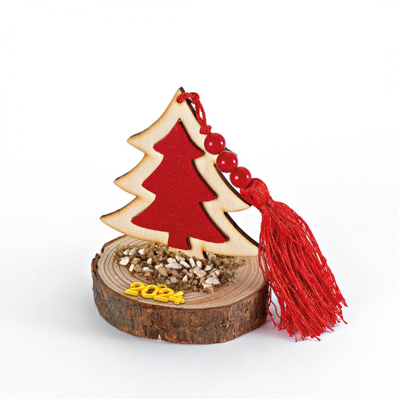 Χριστουγεννιάτικο Επιτραπέζιο Γούρι Σε Ξύλο (8.5x9εκ.) ΕΓ886