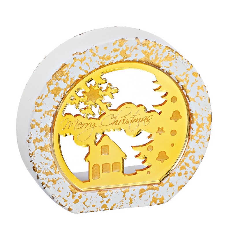 Κεραμικό Διακοσμητικό Λευκό- Χρυσό Με Plexiglass (9.5x9εκ.) Μ11823