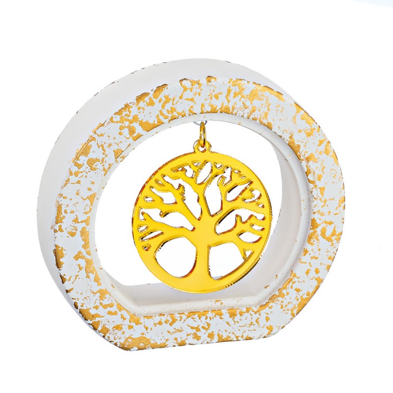 Κεραμικό Διακοσμητικό Λευκό- Χρυσό Με Plexiglass (9.5x9εκ.) Μ11825