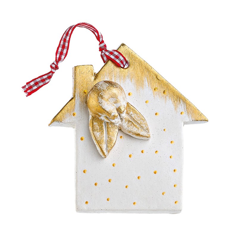 Κεραμικό Χριστουγεννιάτικο Χρυσό Διακοσμητικό Σπιτάκι (11x11εκ.) Μ12112