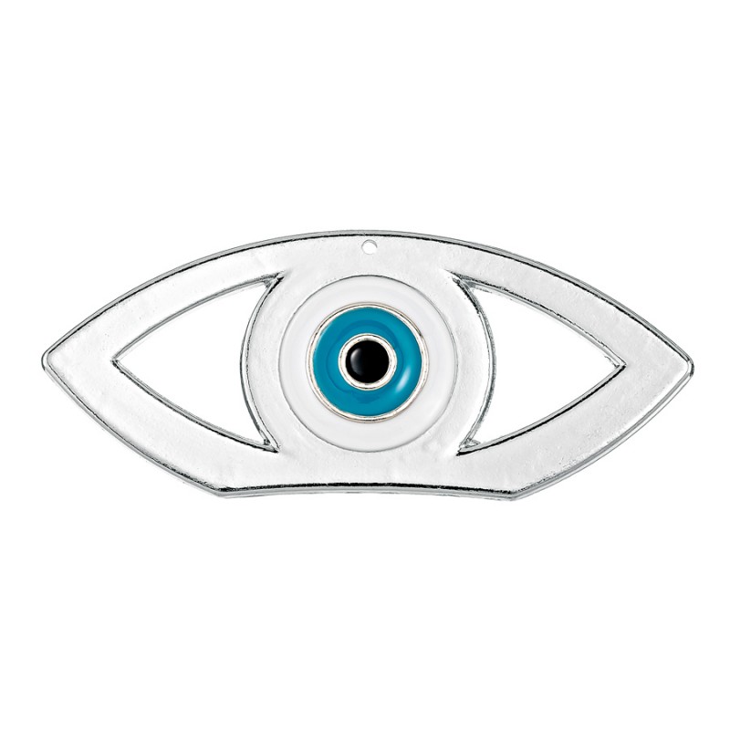 Μεταλλικό Διακοσμητικό Ματάκι Ασημί (7x3εκ.) Μ12304