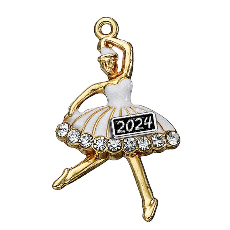 Μεταλλική Διακοσμητική Μπαλαρίνα (2.2x3.7εκ.) Μ2024/9023 Λευκό (10τμχ.)