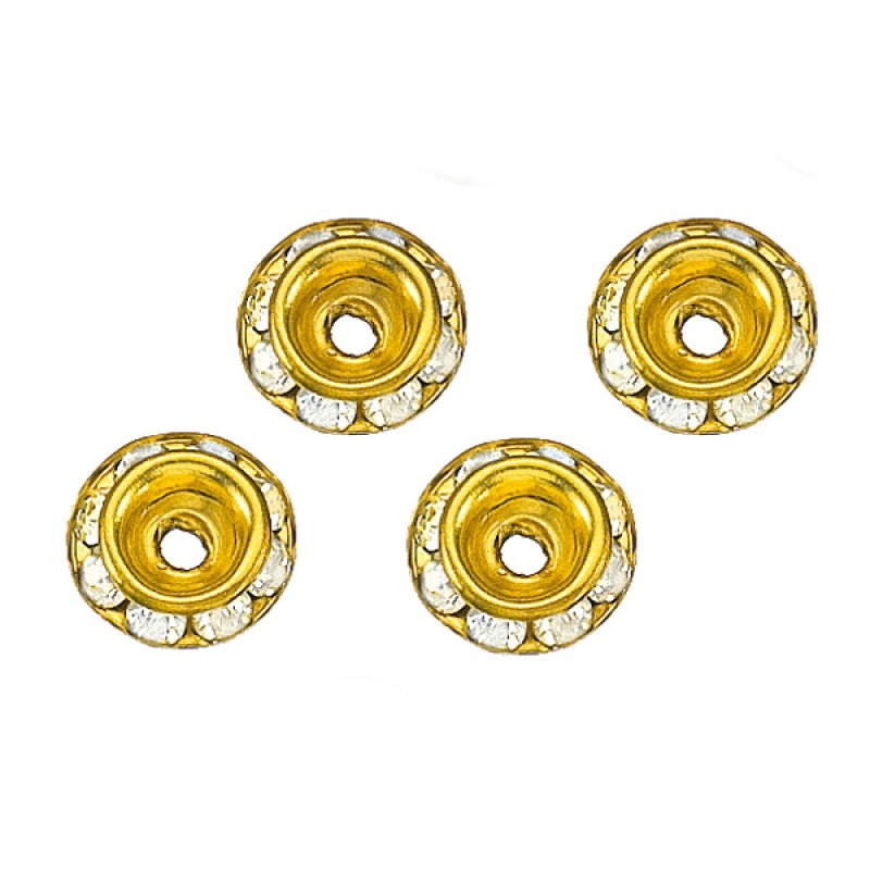 Μεταλλικές Χάντρες Χρυσό Στρας (0.3x0.9εκ.) Μ3301-2 Λευκό (50τμχ.) 