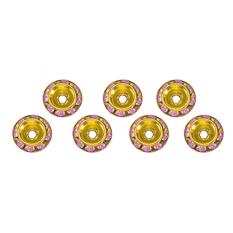 Μεταλλικές Χάντρες Χρυσό Στρας (0.3x0.9εκ.) Μ3301-3 Ροζ (50τμχ.) 