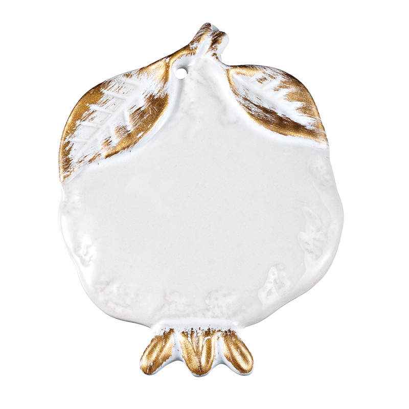 Κεραμικό Κρεμαστό Διακοσμητικό Ρόδι (8.5x11εκ.) Μ4532-1 Λευκό