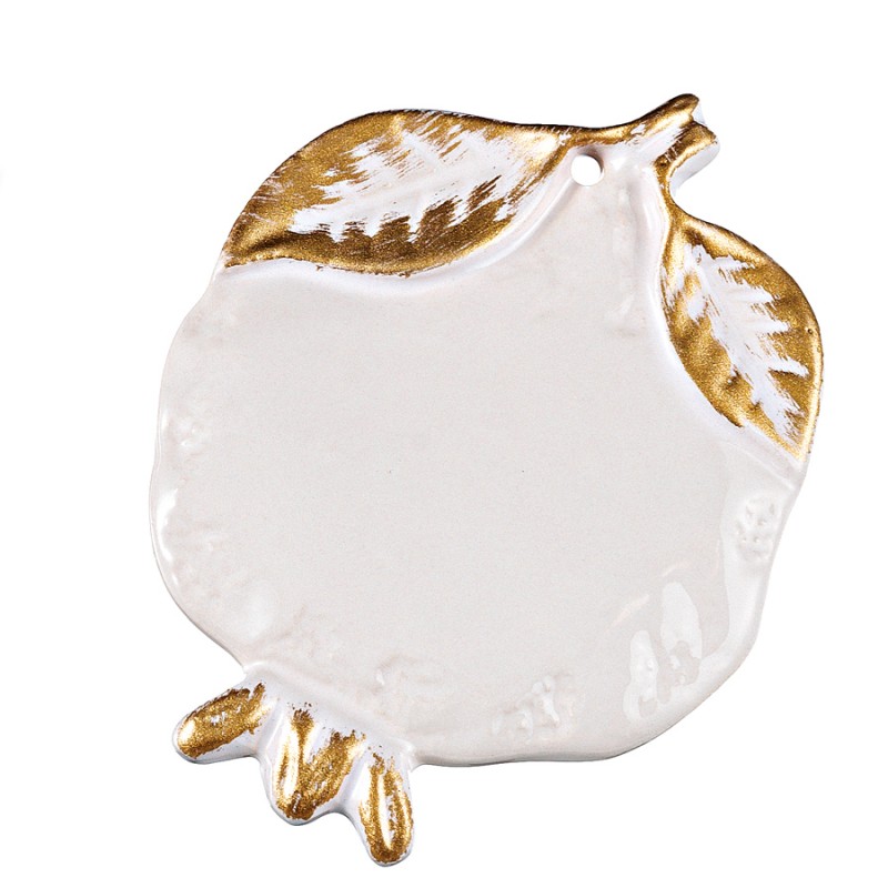 Κεραμικό Κρεμαστό Διακοσμητικό Ρόδι (8.5x11εκ.) Μ4532-2 Εκρού