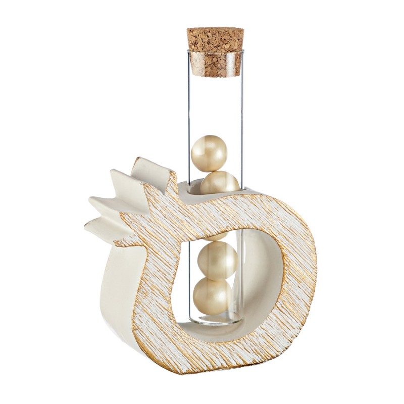 Κεραμική Βάση Ρόδι Με Γυάλινο Σωλήνα Λευκό (9x14x3.5εκ.) Μ4655-1