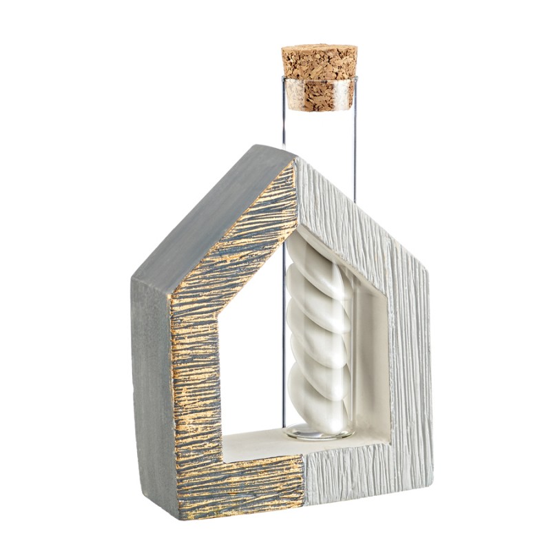 Κεραμική Βάση Σπιτάκι Με Γυάλινο Σωλήνα Λευκό- Γκρι (9x14x3.5εκ.) Μ4656-5