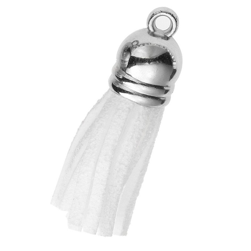 Διακοσμητική Φούντα Σουέτ 3.6εκ. Λευκό- Ασημί (10τμχ.) Μ8631-1