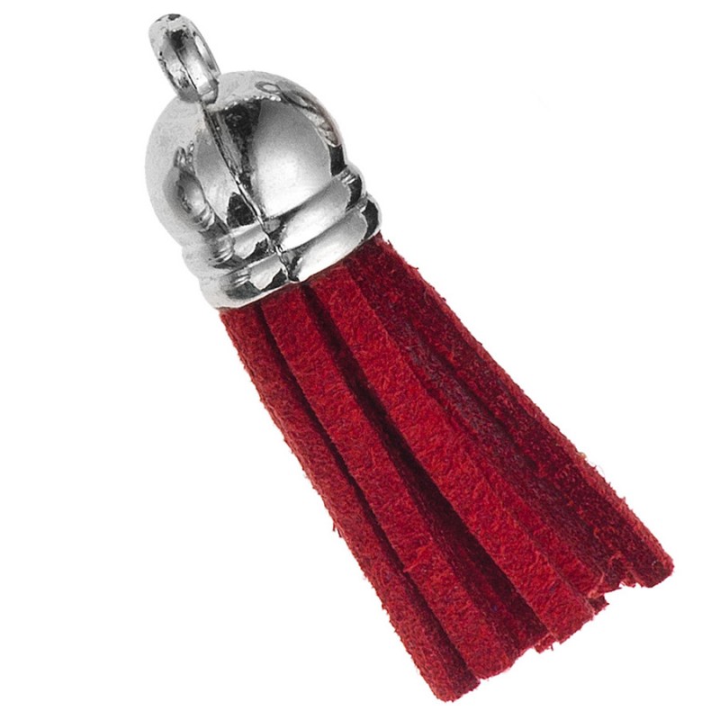 Διακοσμητική Φούντα Σουέτ 3.6εκ. Κόκκινο- Ασημί (10τμχ.) Μ8631-3